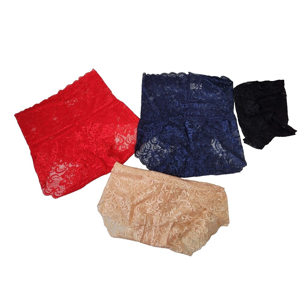 Women Lace Panties 4-Pack  Underwear High Waist Knicker Lingerie Size Small